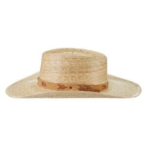 Elegant Beige Straw Hat with Decorative Band